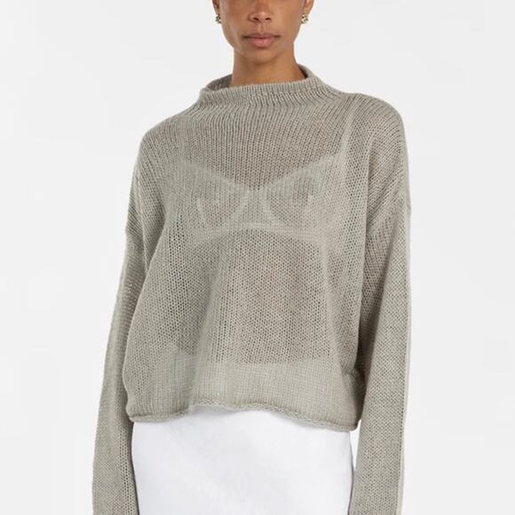 dissh lauren gray sheer knit sweater - Picture 1 of 9